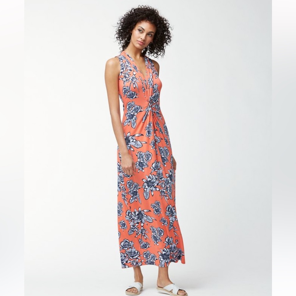 NWOT Tommy Bahama Lavatera Leis Tambour Orange Floral Knot Maxi Dress Small